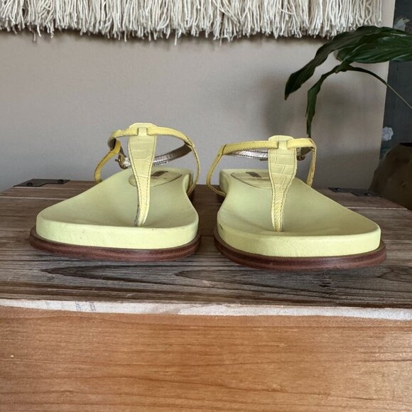Sam Edelman Naomi Butter Yellow Croc Thong Angle Strap Thong Flat Sandal Size 8 - Picture 3 of 17